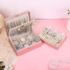 BOOVO Earring Jewelry Box For Women Girl Stud Organizer, 4 Layers Girl Jewelry Organizer Box With Lock Earring Holder Organiz