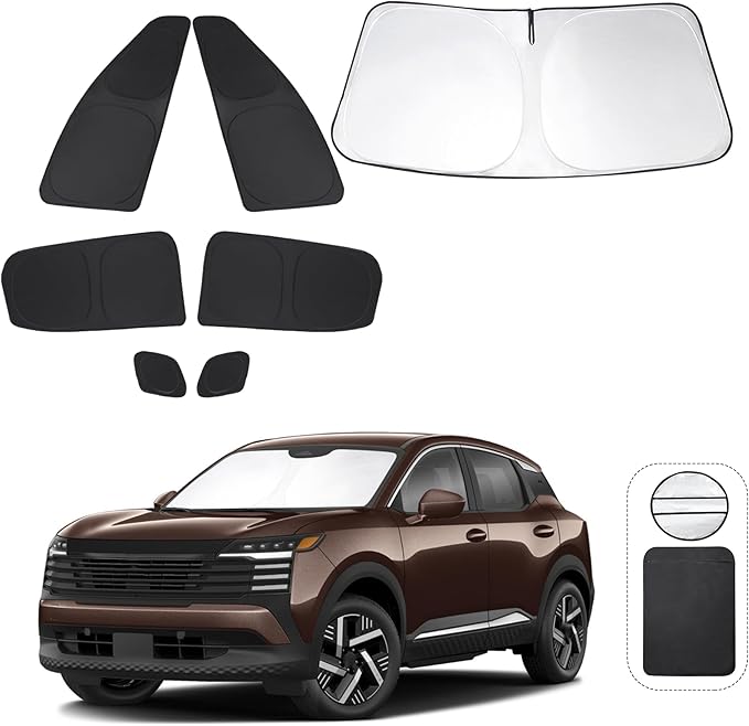 Windshield Sun Shade Car Windshield Foldable Full Windows Coverage Custom Fit for Niss-an Kicks 2025 2026 Accessories Car Window Shades Block Sun UV Rays 7PCS