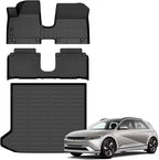 Auxko All Weather Floor Mats Cargo Mat for Hyundai IONIQ 5 2025 Limited XRT Movable Console TPE Liners All Season Accessories Guard Odorless Anti-Slip Floor Liners Trunk Tray for IONIQ 5 2025 Limited