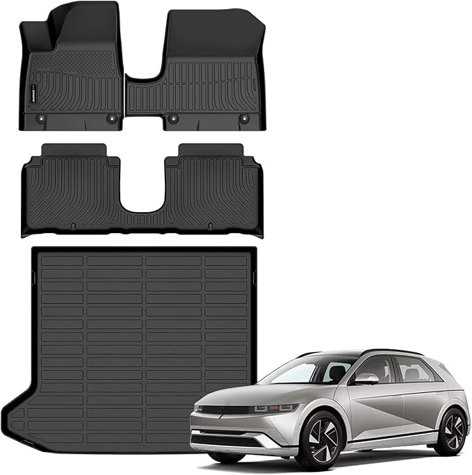Auxko All Weather Floor Mats Cargo Mat for Hyundai IONIQ 5 2025 Limited XRT Movable Console TPE Liners All Season Accessories Guard Odorless Anti-Slip Floor Liners Trunk Tray for IONIQ 5 2025 Limited