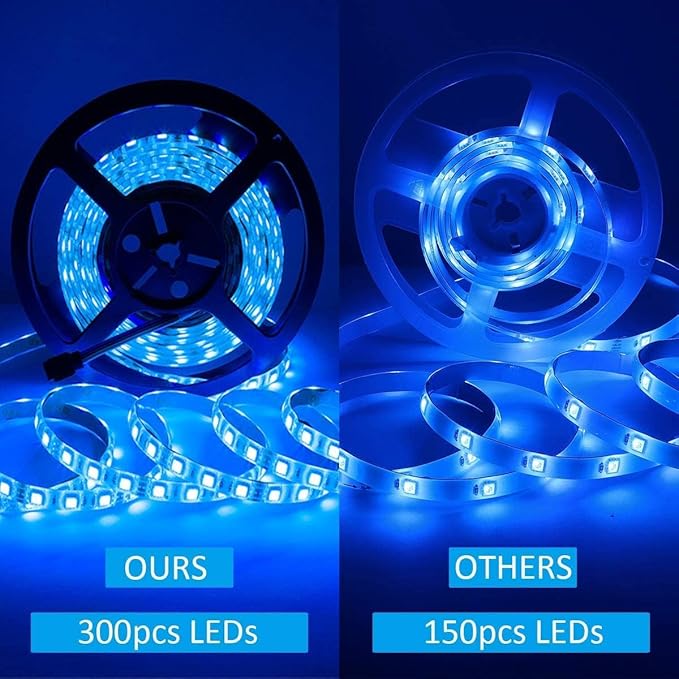 SUPERNIGHT LED Strip Lights, 16.4FT 5M SMD 5050 Waterproof 300LEDs RGB Color Changing Flexible LED Light Strip for Bedroom, TV Back Lighting (Not Include Power)