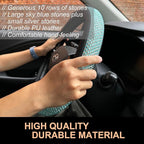 PINCTROT D Shaped Bling Comfy Steering Wheel Cover with Jumbo Crystal Rhinestones, Anti-Slip Diamond Leather, Flat Bottom 14.5-15 Inch (Sky Blue)