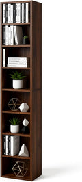 8-Cube Storage Organizer Bookcase, White, Tall Narrow Bookshelf for Home Office (Retro Brown)