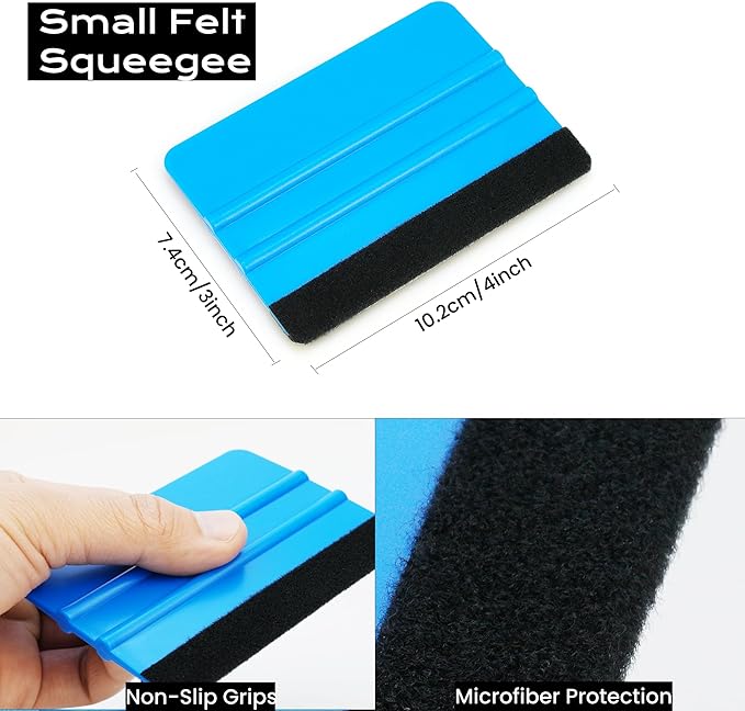 Car Vinyl Wrap & Window Tint Tool Kit, 6-Piece Film Installation Set with Felt Edge Squeegee, Long Handle Bulldozer, Gasket Tucker, Mini Water Wiper & Knife for Auto, PPF, Wallpaper
