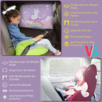 Car Window Shades, 2 PCS Magnetic Double Layer Car Sun Shade for Side Windows Privacy Full Covers/Half Shade Options Unicorn Patterns Car Window Curtains for Baby Protection