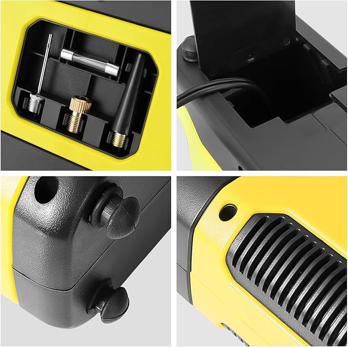 ‎DNA MOTORING TOOLS-00211 Yellow 12V DC Digital Tire Inflator Portable Air Compressor with Pressure Gauge for Cars, Bicycles, Motorcycles,Balls