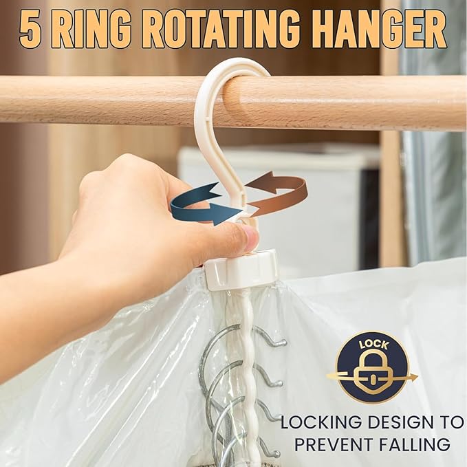 Hanging Vacuum Storage Bags – 4 Pack (2 Long, 2 Short) Hanging Vacuum Seal Bags for Clothing, Closet Organizer Space Saver fo