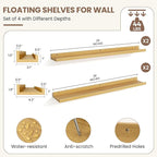 Fun Memories Picture Ledge Shelf, Floating Shelves Set of 4, 36 Inch Picture Shelves for Wall with Ledge, Large Nursery Book 