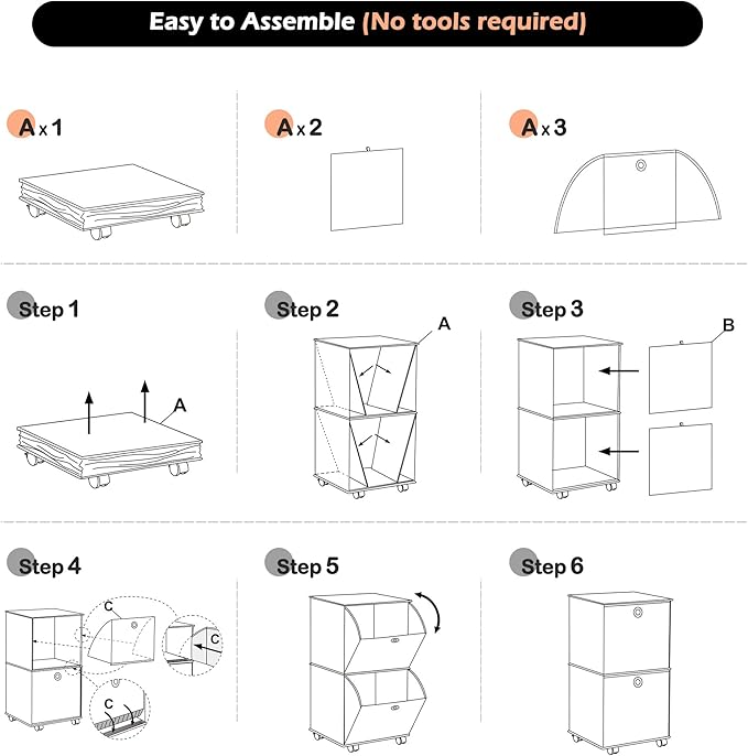 YOHOM Rolling Drawer Organizer Portable Closets Wardrobe Storage Folding Clothes Drawer Organizers for Living Room, Office, K