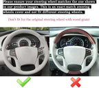 Car Steering Wheel Cover for 2014 Toyota Sienna XLE Model AWD SE 2011 2012 2013 DIY Customization Automotive Interior Accessories Hand Stitched Black Microfiber Leather Red Marker Line