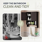 Smuxee Brown Wall Cabinet with Towel Bar - Medicine Cabinet with Adjustable Shelves, Over Toilet Cabinet for Laundry Room