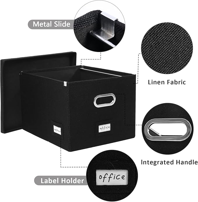 File Organizer Collapsible Storage Box for Office File Box with Lids Document Organizer for Office and Home Easy Slide Durabl