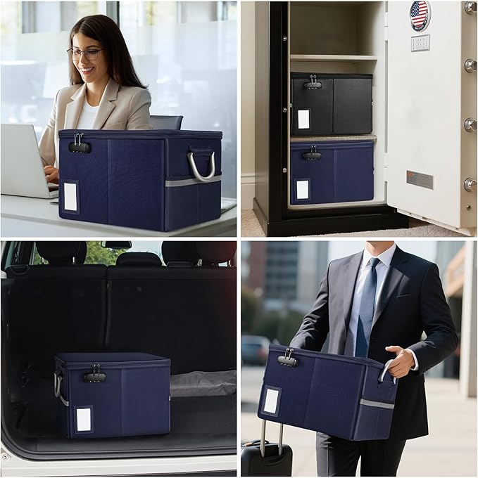 TOMKID 5200°F Fireproof Document Box, Fire Important Document Organizer with Lock, Upgraded Heat Insulated Filing Storage Cab