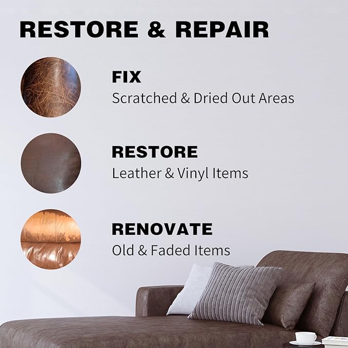 Leather Recoloring Balm - Light Brown Leather Repair Kit for Furniture, Dye, Recolor, Renew, Repair & Restore Aged, Faded, Cr