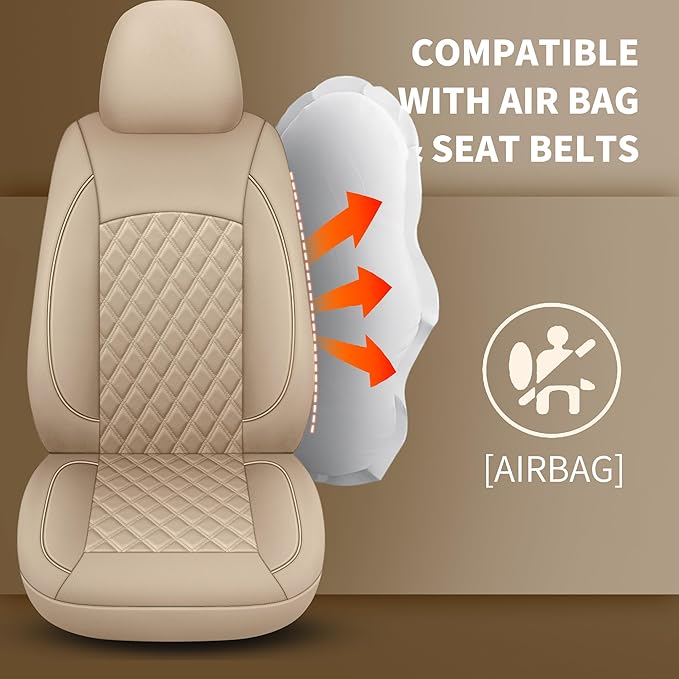 Car Seat Covers Full Set, Breathable and Waterproof Napa Leather Car Seat Cover, Interior Universal Fit for Cars, Sedans, SUV
