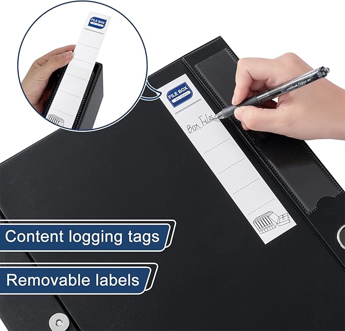 Storage File Boxes A4, 6 Pack Foldable File Box with Clip, 50mm Spine, Plastic Archives Cases with Magnetic Closure, Document