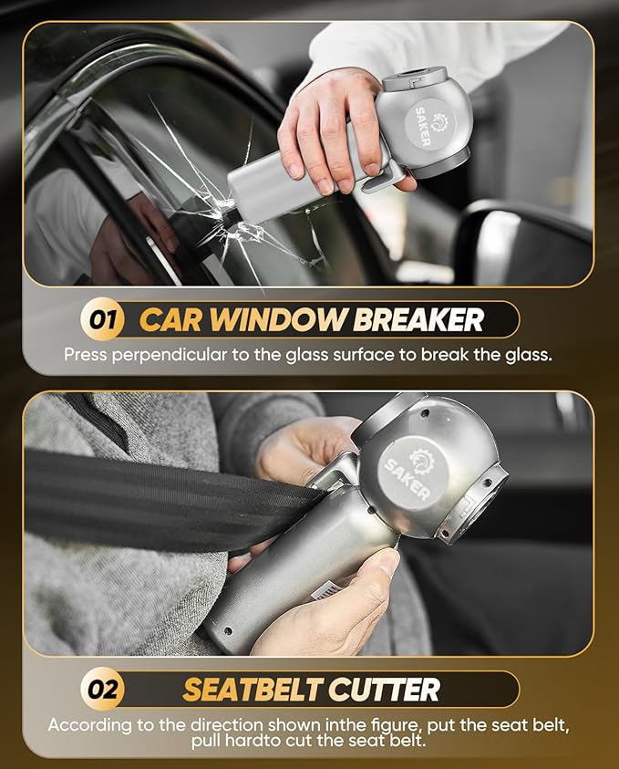 Saker Car Vacuum Portable 6-in-1 Handheld Cordless Vacuums, 20000PA Suction, 7800mAh Blower, Window Breaker, Seatbelt Cutter 