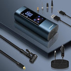 Tire Inflator Portable Air Compressor: Cordless Air Pump for Car Tires 150PSI - Tire Pump with Pressure Gauge for Car Bike Motorcycle Balls (Grey Blue)