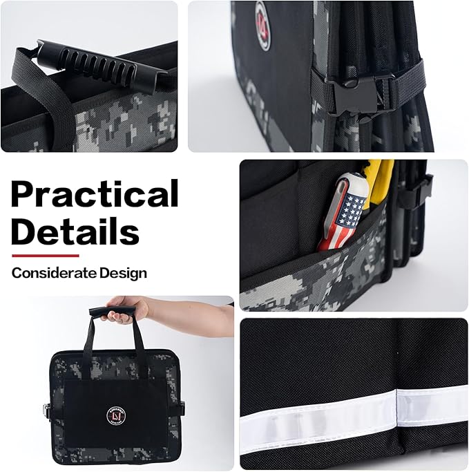 LIBZAKI Car Trunk Organizer,3 Compartments Big Trunk Storage, Large Capacity, Foldable, 95L Heavy Duty Storage Box for Car,