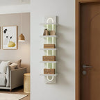 5 Tier Wall Shelf Unit with Light-Small Floating Shelves for Home Decor, Modern Unique Asymmetric Design for Bedroom & Living
