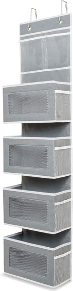 Wondersome Over the Door Organizer - Clear Mesh Window Hanging Storage Rack - Closet/Wall Organization for Bedroom, Bathroom,
