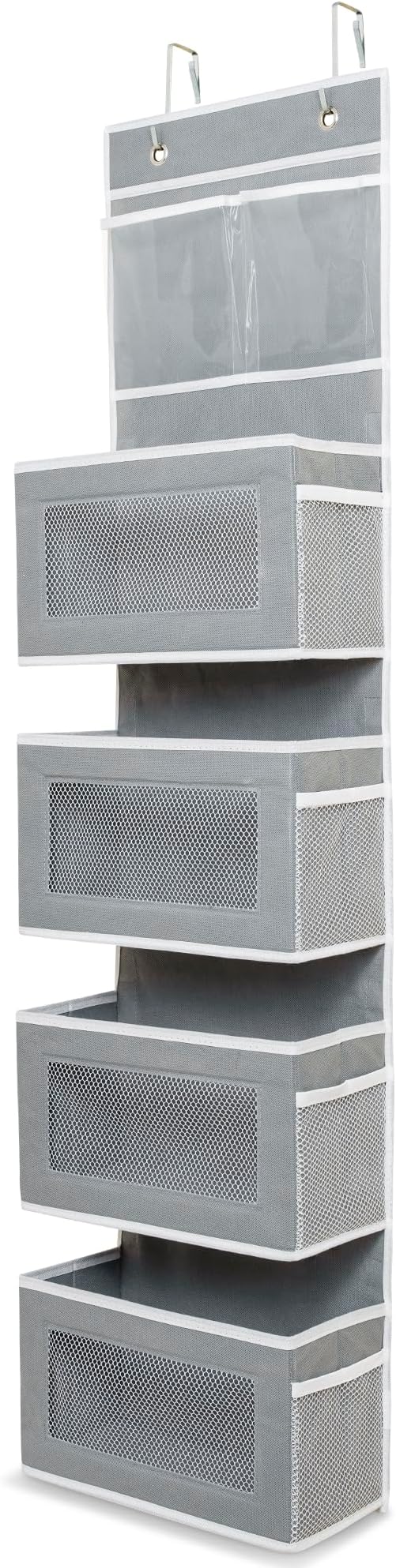 Wondersome Over the Door Organizer - Clear Mesh Window Hanging Storage Rack - Closet/Wall Organization for Bedroom, Bathroom,