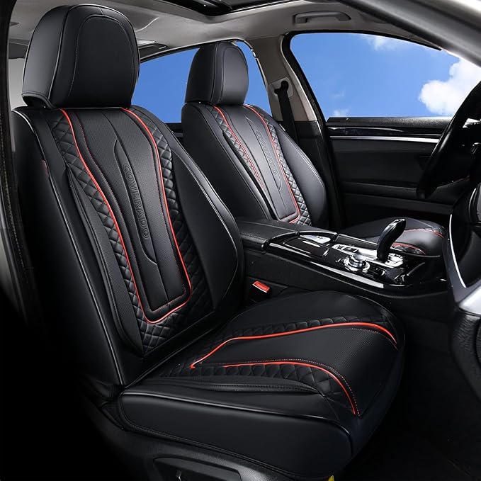 Coverado Car Seat Covers, 2 Packs Front Seat Cover, Faux Leather Waterproof Seat Covers, Driver Seat Covers, Car Seat Protect