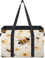 Reusable Grocery Bags Heavy Duty Shopping Bags Foldable Large Tote Bags with Long Handles & Hard Bottom