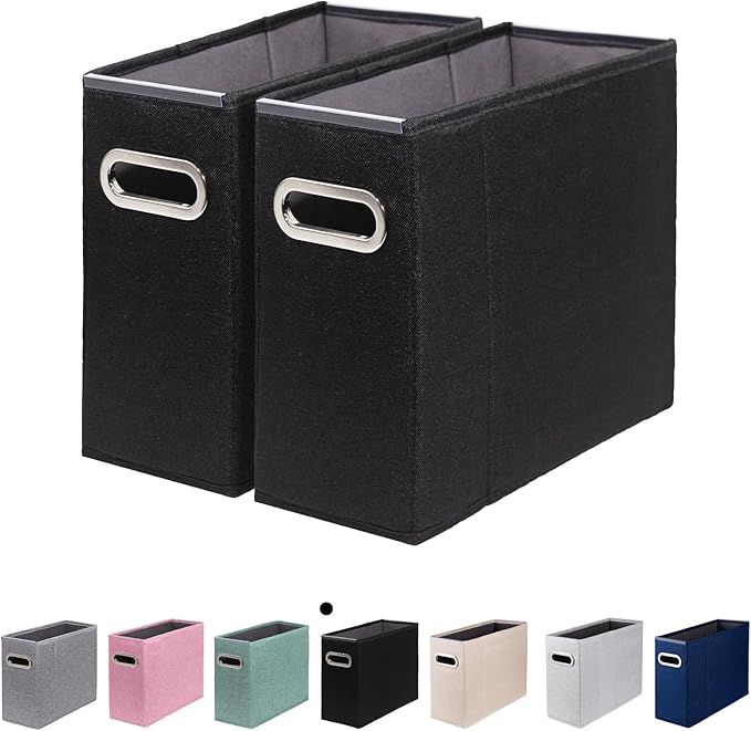 2 Packs Letter Size File Organizer, File Folders Organizer, Fabric Storage Box, Collapsible Paper Organizer with Metal Handle