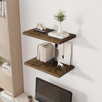 Dreamland 24" Floating Shelves for Wall, 12" Deep Slim Rustic Brown Floating Shelves, Wall-Mounted Shelves for Bedroom, Livin