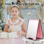 LPHUMEX Foldable Full Length Mirror Pink with Black Handles, 13x33 Portable Folding Body Mirror for Dance, Festival, Travel