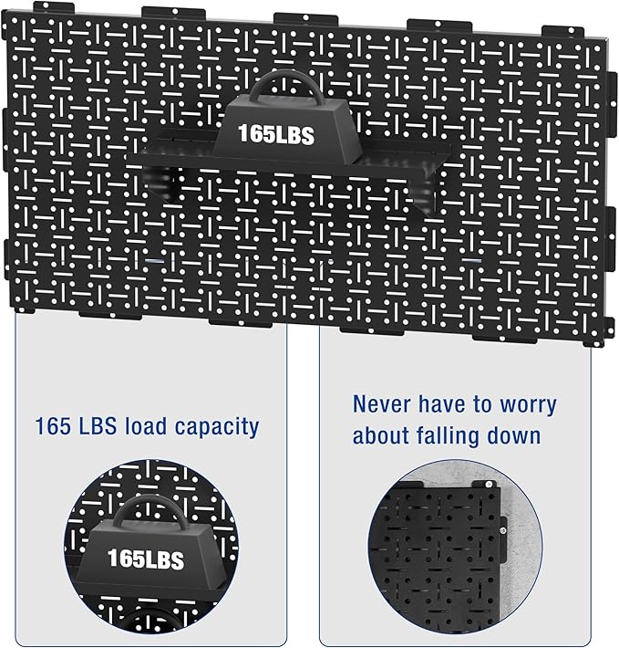 WORKPRO Metal Pegboard 16”x 32” Steel Panel with Round Holes & Vertical Slots 3-Pack, Black Heavy Duty Garage Peg Board Wall 