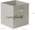 Casafield Set of 6 Collapsible Fabric Cube Storage Bins, Light Gray - 11" Foldable Cloth Baskets for Shelves, Cubby Organizer