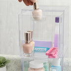 STORi Audrey Stackable Bin Clear Plastic Organizer Drawers | 2 Piece Set | Organize Cosmetics and Beauty Supplies on a Vanity