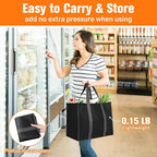 WISELIFE Reusable Grocery Bags with Handles - 3 Pack, 35L Large Shopping Bags for Groceries, Water-Resistant & Foldable Grocery Totes for Lasting Use for Kitchen, Market, Car Trunk, Picnic (Black)