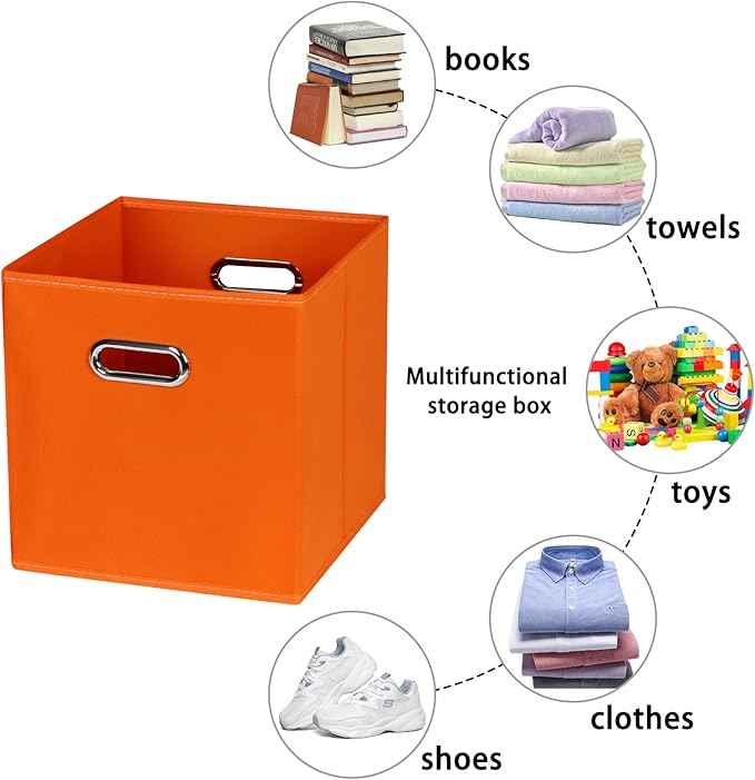 Fabric storage bins Cubes, Fabric Cube Organizer with Handle, Foldable Cube Bins for Cloth or Accessary Storage, 11x11x11, Se
