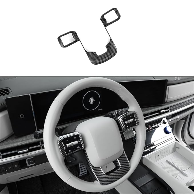 YOUTOOCAR Steering Wheel Cover Trim Compatible with Hyundai Santa Fe 2024-2026 Hyundai Palisade 2026 Hyundai IONIQ 9 Accessories (Carbon Fiber Pattern)