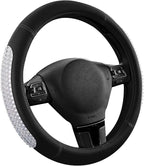 PIC AUTO Steering Wheel Cover, Glitter Gel Particles & Black Luxury Leather Car Steering Cover, Universal Fit 14.5"-15.5" Ant
