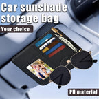Visor Organizer, Black Sunglass Holder For Car, Sunvisor Organizers with Multiple Pockets and Picture Frame, Essential Car Interior Accessories for Women and Men