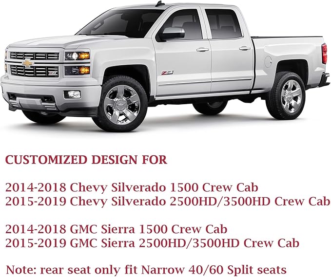 Coverado Chevy Silverado Seat Covers Full Set, Faux Leather Car Seat Covers Fit for 2014-2018 1500, 2015-2019 2500HD 3500HD C