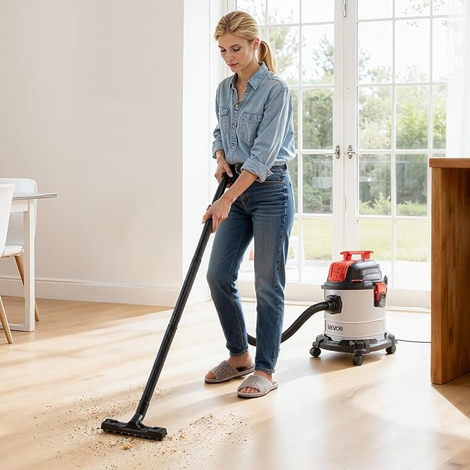 VEVOR Shop Vac, 5.8 Gallon Wet Dry Shop Vacuum, 4 Peak HP with One-Button Self-Cleaning, Dual-Filter, 900W Input Power, 1.25i