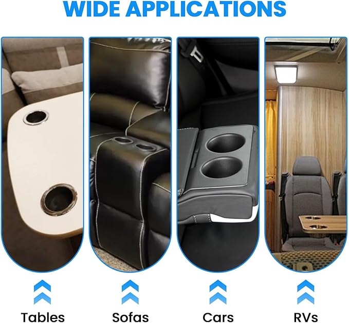 SDTC Tech Black Sofa Cup Holder, Universal Plastic Recessed Cup Holder with Drain for RV Boats, Cars, Sofas and Golf Carts (2