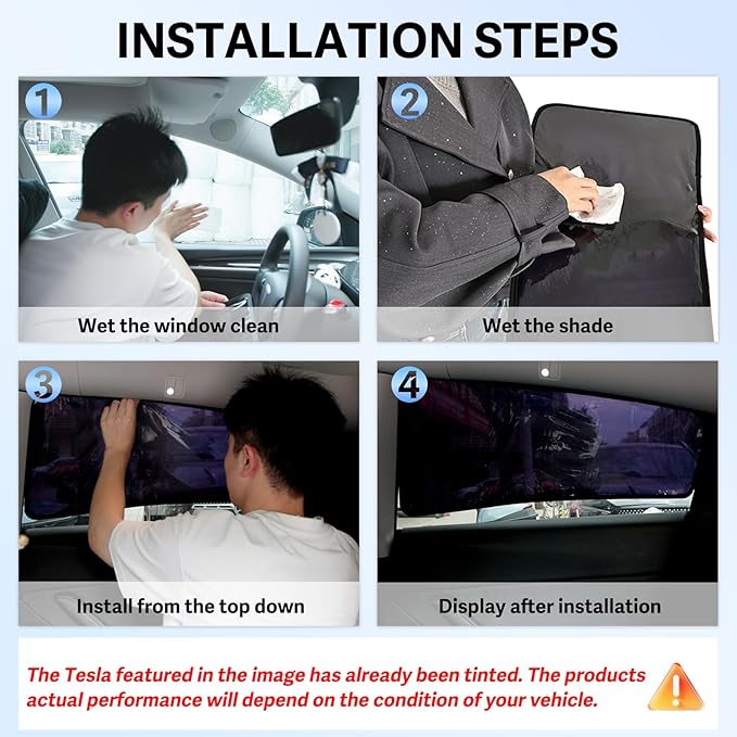 ZATOOTO Tesla Model Y Car Window Shades 4Pack | Clear for Safe Driving | Bluish-Purple for Passenger Comfort | UV Protection | Static Cling Side Window Sun Shade Blocker with Storage Bag | 2020-2024 |