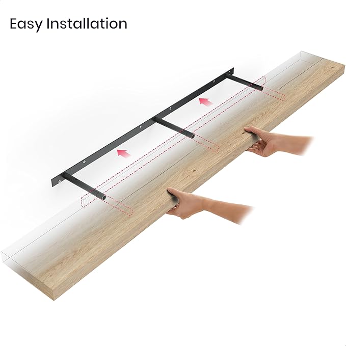 Ballucci Floating Shelves, 55" Wood Wall Shelf Set of 2, with Invisible Brackets for Bathroom, Living Room, Bedroom, Kitchen,