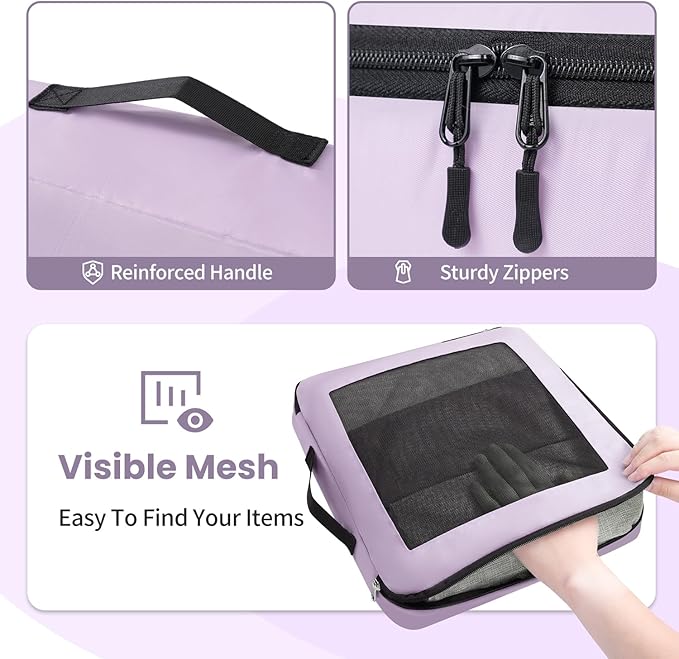 Mesh Packing Cubes for Travel, Durable Luggage Organizer with Sturdy Material and Double Zippers, Comprehensive Set for Trave