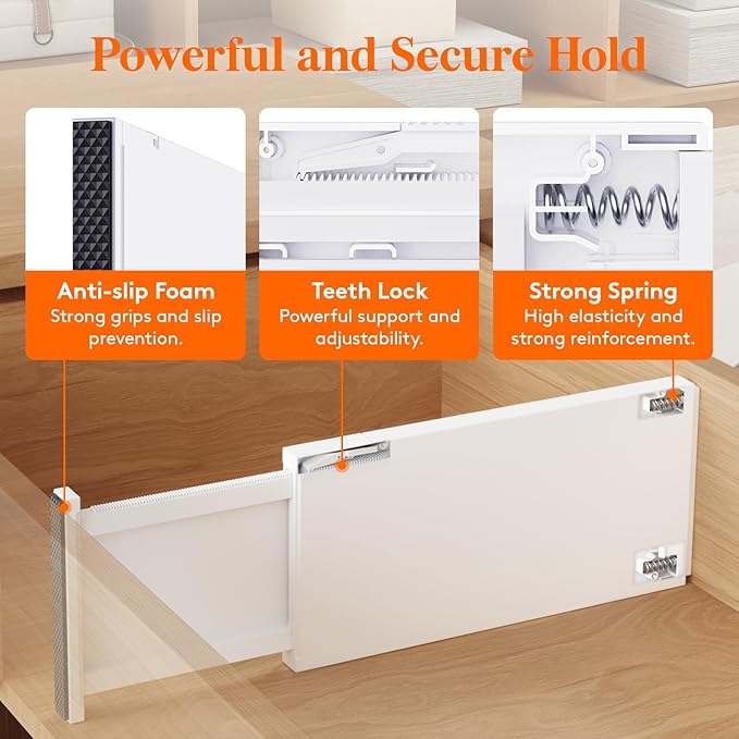 Lifewit 14 Pack 6" High Drawer Dividers 34-56cm/13.5-22" Adjustable Drawer Organizer for Clothes/Utensils, Expandable Drawer 