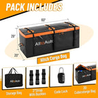 20 CuFt Waterproof Cargo Bag for Hitch Carrier | 60"x20"x29" Trailer Hitch Cargo Carrier | Weatherproof Truck Bed Storage with Straps, Lock & Carry Case | PVC Vehicle Soft-Shell Carriers