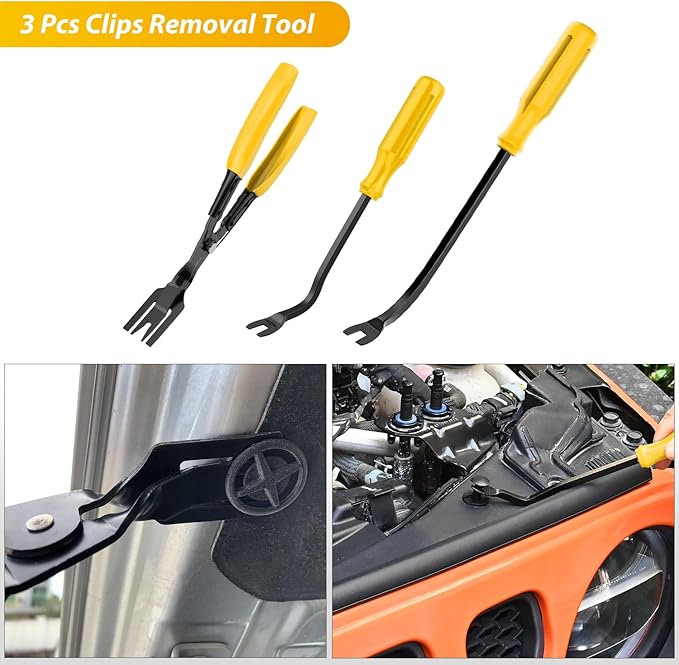GOOACC 102Pcs Trim Removal Tool, Auto Push Pin Nylon Bumper Retainer Clip Set Fastener Terminal Remover Tool Round Handle Cro