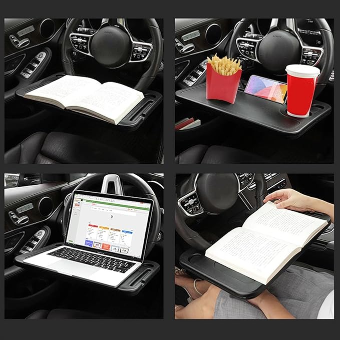 1 Pcs Car Steering Wheel Tray for Cadillac Seville/DeVille/Escalade ESV/Lyriq/Vistiq, Multi-Functional Notebook Eating Desk Double-Sided Design Table Holder Auto Interior Accessories,A