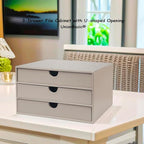 UnionBasic Document Organizer, 3-Drawer File Cabinet Document Storage Box, Office Desktop Filing Organizer, Feather Gray